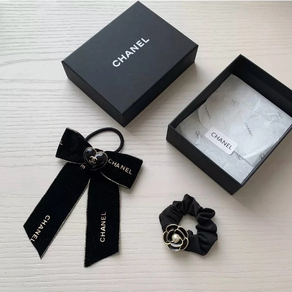 Gift with purchase Chanel hair tie hair scrunchie bow set new in box hair - Picture 4 of 6